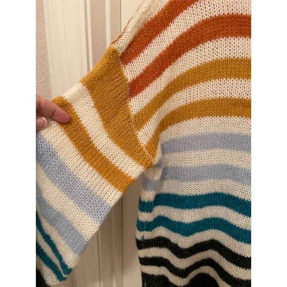 Entro Multicolor Striped Sweater Women's sz L long Balloon  sleeve‎ - Picture 8 of 12